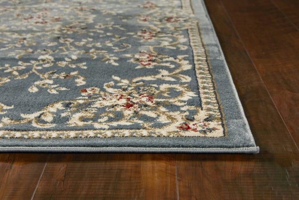 HomeRoots 9' Slate Blue and Red Floral Medallion Area Rug - Timeless Elegance for Living Spaces and More 9' X 12' 350363
