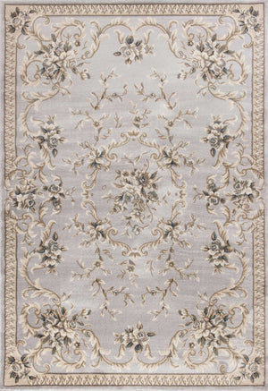 HomeRoots 9' Timeless Light Gray Floral Medallion Area Rug - Durable, Stain-Resistant Design for High-Traffic Areas 9' X 12' 350364