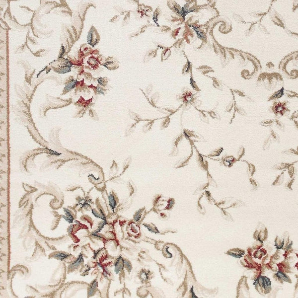 HomeRoots 9' Elegant Ivory Floral Medallion Area Rug with Red and Green Accents for Timeless Home Décor 9' X 12' 350365