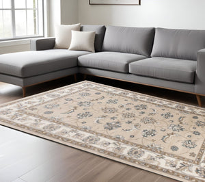 HomeRoots 9' Elegant Beige and Ivory Floral Medallion Area Rug – Timeless Design for Classic Living Spaces 9' X 12' 350367