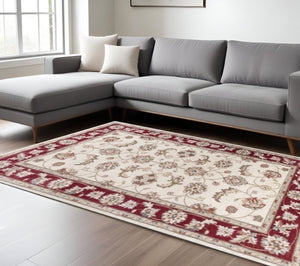 HomeRoots 9' Red Floral Medallion Area Rug – Timeless Style for Living Rooms, Soft Underfoot and Easy Care 9' X 12' 350369