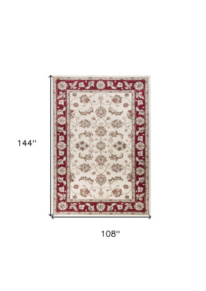 HomeRoots 9' Red Floral Medallion Area Rug – Timeless Style for Living Rooms, Soft Underfoot and Easy Care 9' X 12' 350369