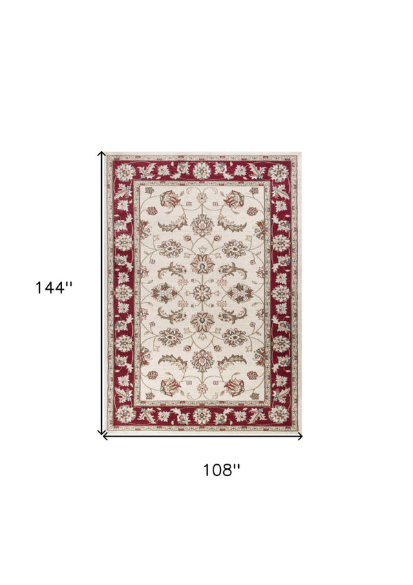 HomeRoots 9' Red Floral Medallion Area Rug – Timeless Style for Living Rooms, Soft Underfoot and Easy Care 9' X 12' 350369