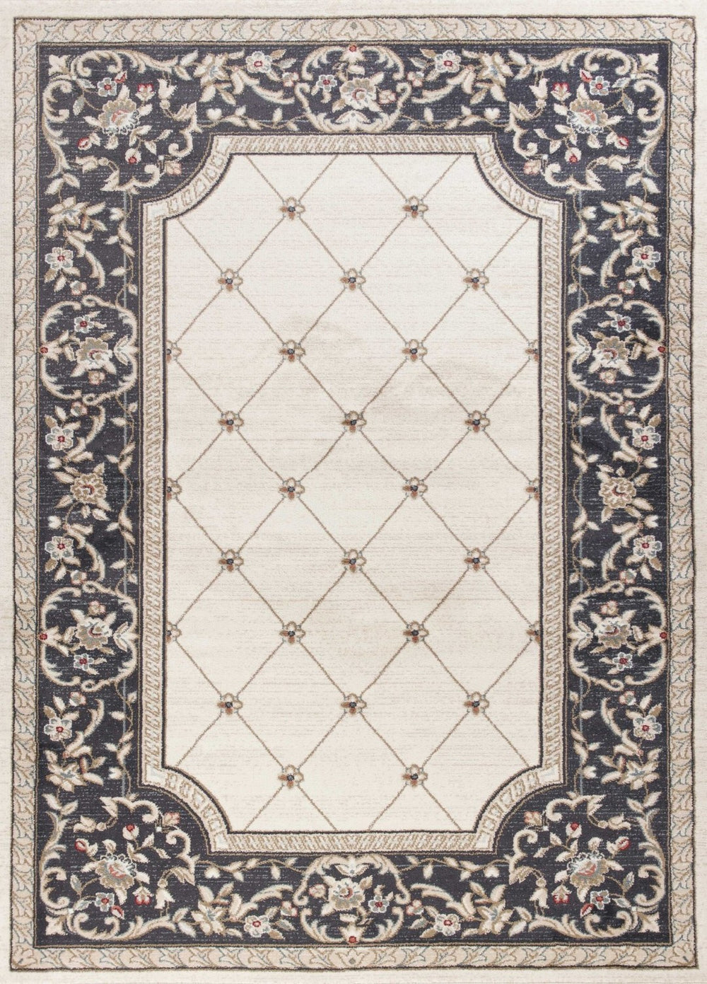 HomeRoots 9' Elegant Ivory and Gray Floral Area Rug - Durable, Stain-Resistant Design for High-Traffic Spaces 9' X 12' 350370
