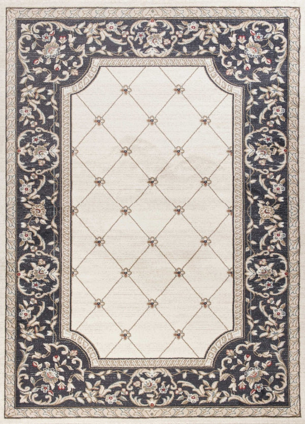 HomeRoots 9' Elegant Ivory and Gray Floral Area Rug - Durable, Stain-Resistant Design for High-Traffic Spaces 9' X 12' 350370