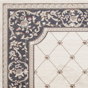HomeRoots 9' Elegant Ivory and Gray Floral Area Rug - Durable, Stain-Resistant Design for High-Traffic Spaces 9' X 12' 350370
