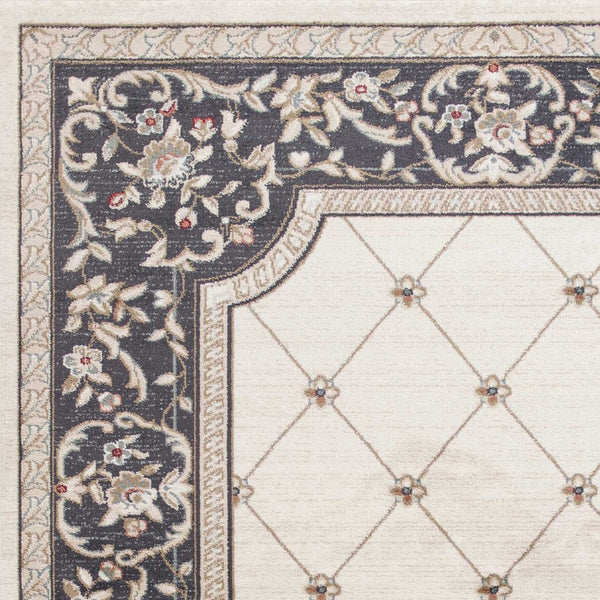 HomeRoots 9' Elegant Ivory and Gray Floral Area Rug - Durable, Stain-Resistant Design for High-Traffic Spaces 9' X 12' 350370