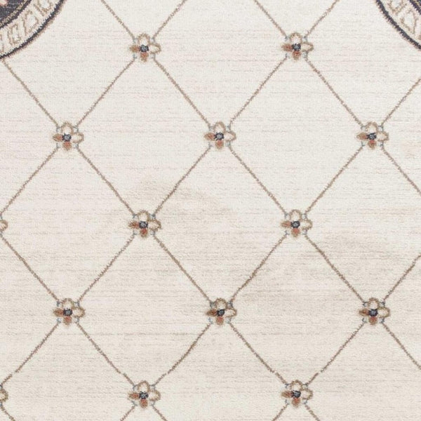 HomeRoots 9' Elegant Ivory and Gray Floral Area Rug - Durable, Stain-Resistant Design for High-Traffic Spaces 9' X 12' 350370