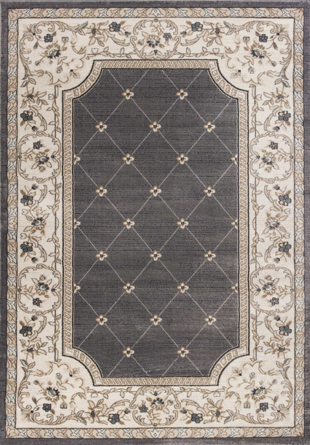 HomeRoots 9' Gray and Ivory Floral Area Rug - Timeless Elegance and Durability for Your Living Space Decor 9' X 12' 350371