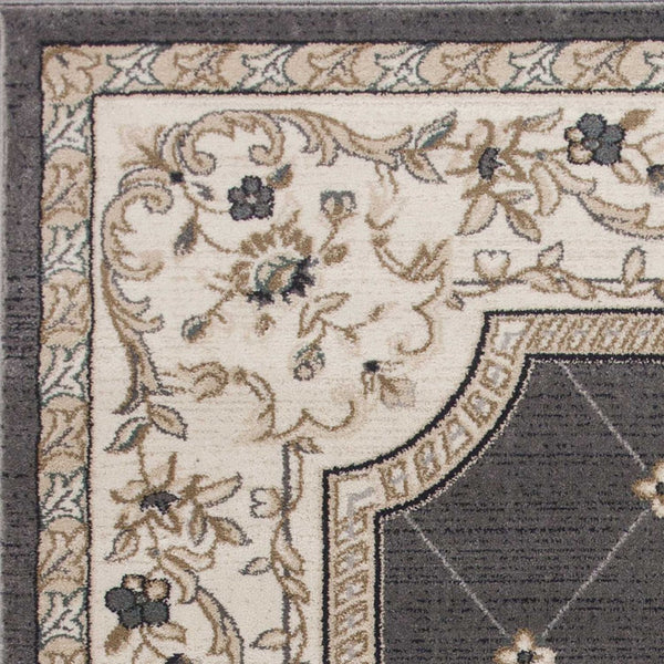 HomeRoots 9' Gray and Ivory Floral Area Rug - Timeless Elegance and Durability for Your Living Space Decor 9' X 12' 350371