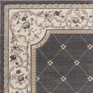 HomeRoots 9' Gray and Ivory Floral Area Rug - Timeless Elegance and Durability for Your Living Space Decor 9' X 12' 350371