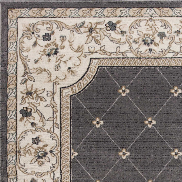 HomeRoots 9' Gray and Ivory Floral Area Rug - Timeless Elegance and Durability for Your Living Space Decor 9' X 12' 350371