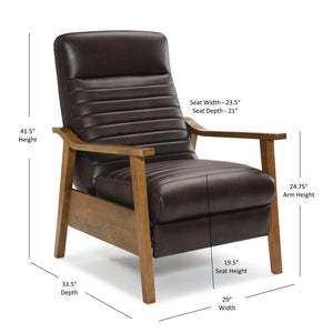 English Elm Asher Wood Arm Push Back Recliner - Modern Burnished Brown Comfort For Living Rooms & Dens B050P322580