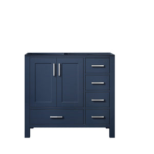 English Elm Navy 36" Bath Vanity Left Offset – Solid Wood Frame, Soft-Close Drawers, Open Shelf Storage, Fully Assembled B2731P258852