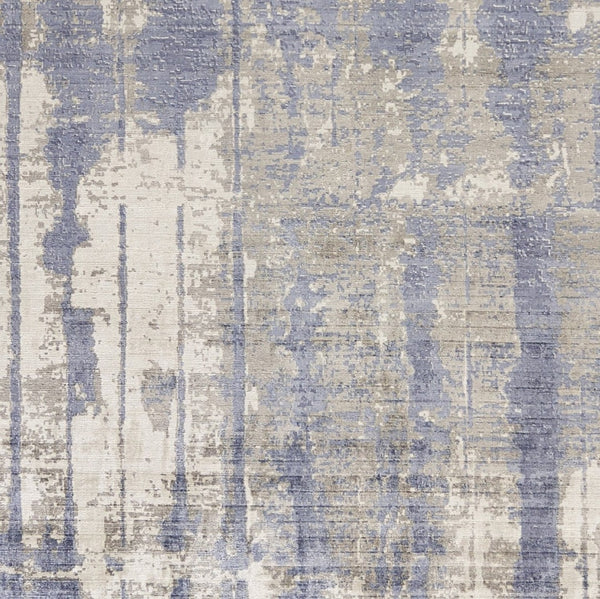 HomeRoots 5' Gray and Ivory Abstract Hand Loomed Area Rug - Soft Viscose Pile for Modern Elegance and Comfort 7' X 10' 350411