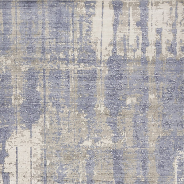 HomeRoots 5' Gray and Ivory Abstract Hand Loomed Area Rug - Soft Viscose Pile for Modern Elegance and Comfort 7' X 10' 350411