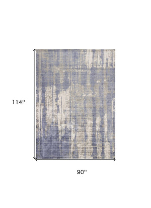 HomeRoots 5' Gray and Ivory Abstract Hand Loomed Area Rug - Soft Viscose Pile for Modern Elegance and Comfort 7' X 10' 350411
