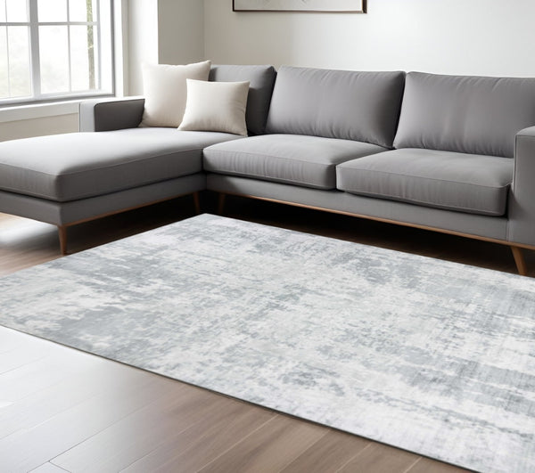 HomeRoots 5' Modern Abstract Hand-Loomed Area Rug in Dark and Light Gray – Adds Style and Warmth to Any Space 8' X 10' 350412