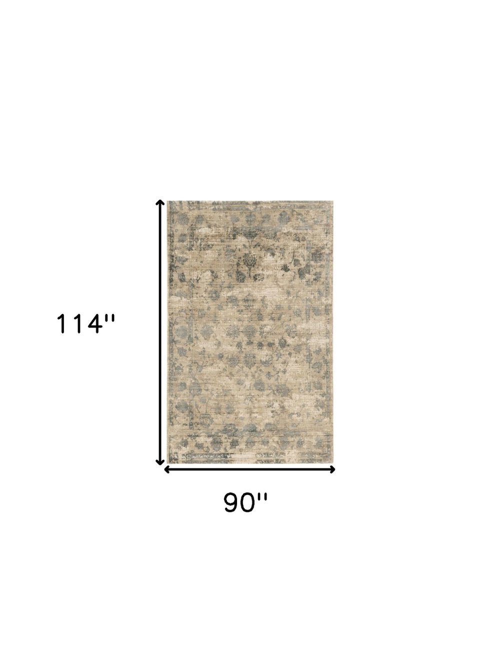 HomeRoots 5' Hand Loomed Beige and Blue Floral Medallion Area Rug – Artisanal Charm for Your Living Space 8' X 10' 350414