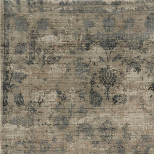 HomeRoots 5' Hand Loomed Beige and Blue Floral Medallion Area Rug – Artisanal Charm for Your Living Space 8' X 10' 350414