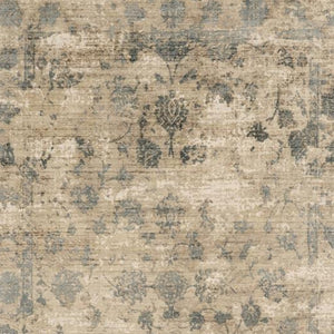 HomeRoots 5' Hand Loomed Beige and Blue Floral Medallion Area Rug – Artisanal Charm for Your Living Space 8' X 10' 350414