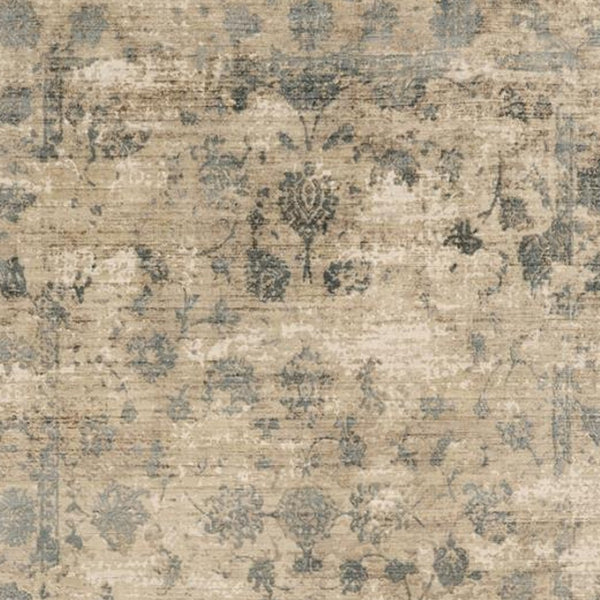 HomeRoots 5' Hand Loomed Beige and Blue Floral Medallion Area Rug – Artisanal Charm for Your Living Space 8' X 10' 350414