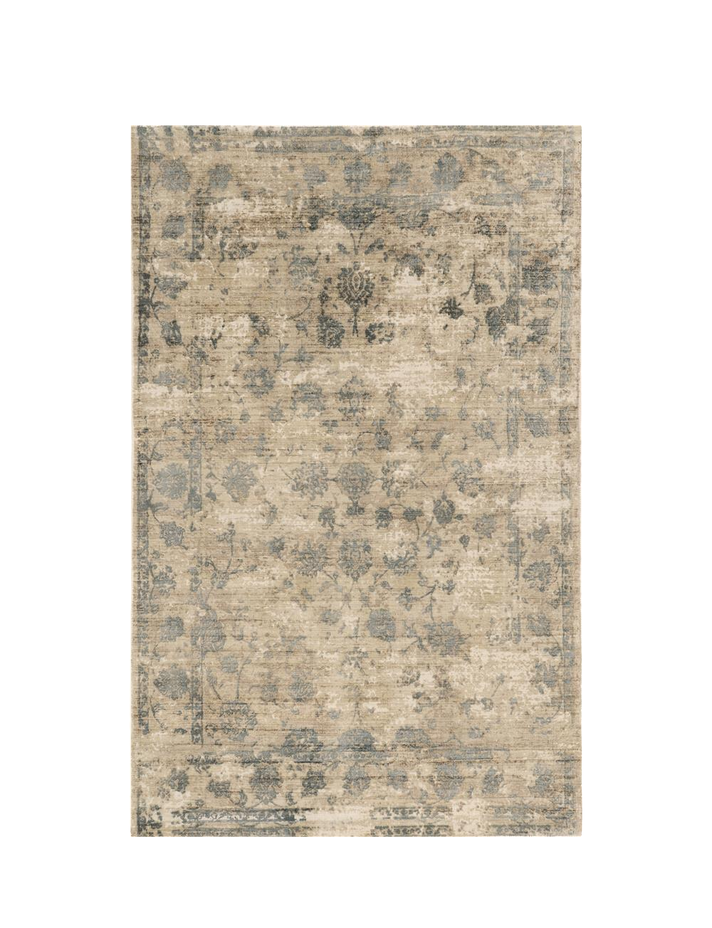 Homeroots 8' X 10' Sand Blue Hand Loomed Traditional Floral Indoor Area Rug  Viscose 350414