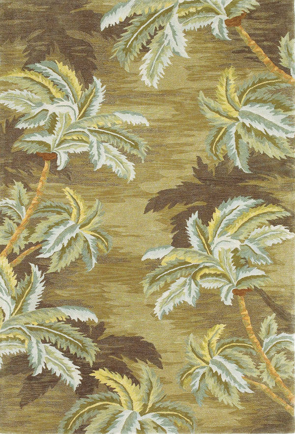 Homeroots 8' X 11'  Wool  Moss Green Palm Trees Area Rug  Wool 350425