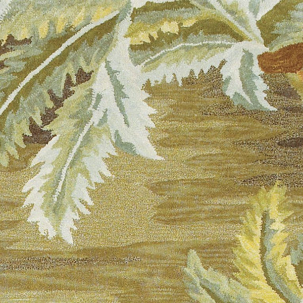 Homeroots 8' X 11'  Wool  Moss Green Palm Trees Area Rug  Wool 350425