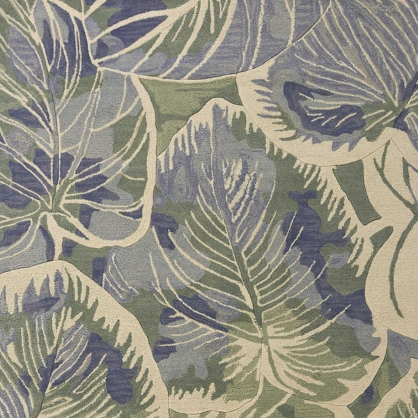 HomeRoots 9' Tropical Botanical Hand-Tufted Wool Area Rug in Blue, Green, and Beige – Elevate Your Space 9' X 12' 350426