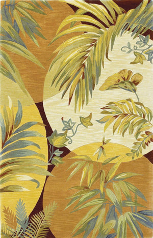 HomeRoots 8' Coral Green and Ivory Wool Tropical Botanical Area Rug – Hand-Tufted Elegance for Your Home 8' X 11' 350427