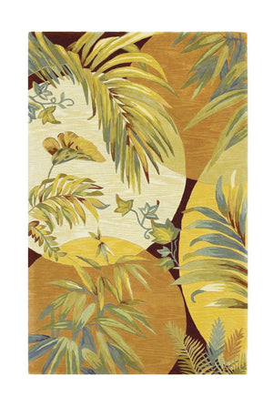 HomeRoots 8' Coral Green and Ivory Wool Tropical Botanical Area Rug – Hand-Tufted Elegance for Your Home 8' X 11' 350427