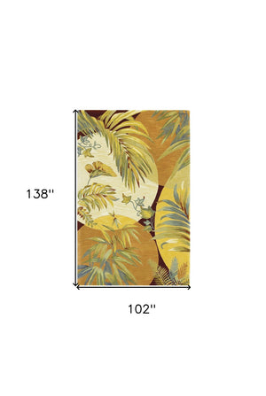 HomeRoots 8' Coral Green and Ivory Wool Tropical Botanical Area Rug – Hand-Tufted Elegance for Your Home 8' X 11' 350427