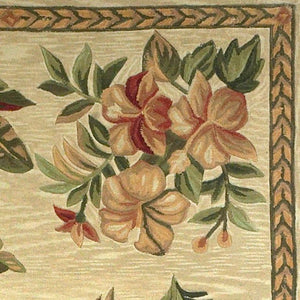 Homeroots 8' X 11'  Wool Ivory With Laurel Border Palm Tree Area Rug  Wool 350429