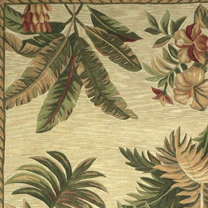 Homeroots 8' X 11'  Wool Ivory With Laurel Border Palm Tree Area Rug  Wool 350429