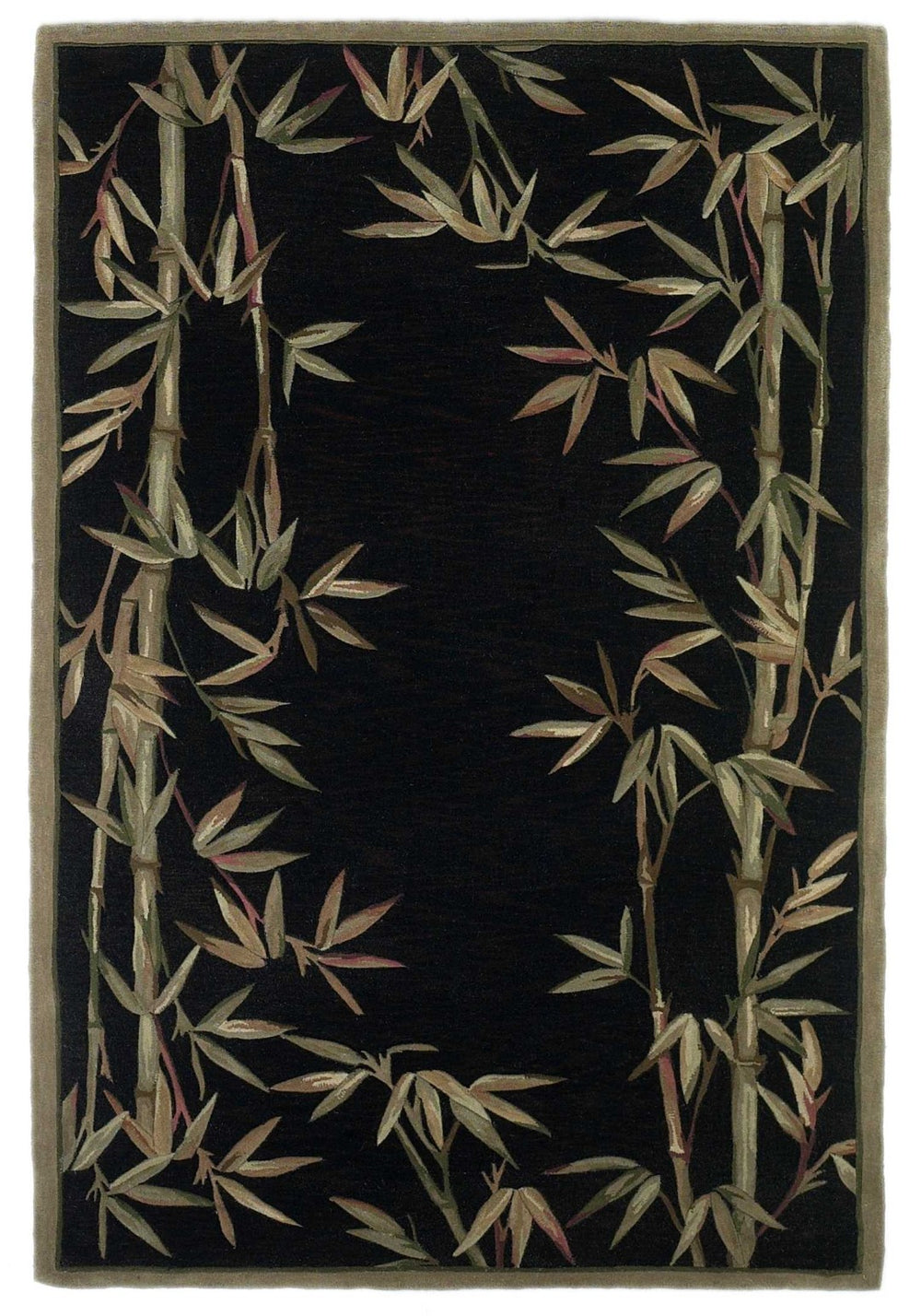 HomeRoots 8' Hand-Tufted Wool Area Rug with Tropical Botanical Design in Bold Black, Green, and Brown Colors 8' X 11' 350433