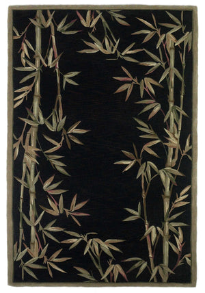Homeroots 8' X 11'  Wool Black And Bamboo Area Rug  Wool 350433