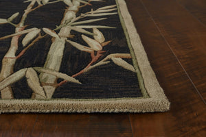 Homeroots 8' X 11'  Wool Black And Bamboo Area Rug  Wool 350433