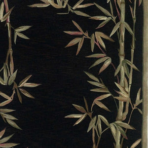 HomeRoots 8' Hand-Tufted Wool Area Rug with Tropical Botanical Design in Bold Black, Green, and Brown Colors 8' X 11' 350433