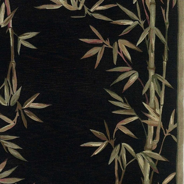 HomeRoots 8' Hand-Tufted Wool Area Rug with Tropical Botanical Design in Bold Black, Green, and Brown Colors 8' X 11' 350433