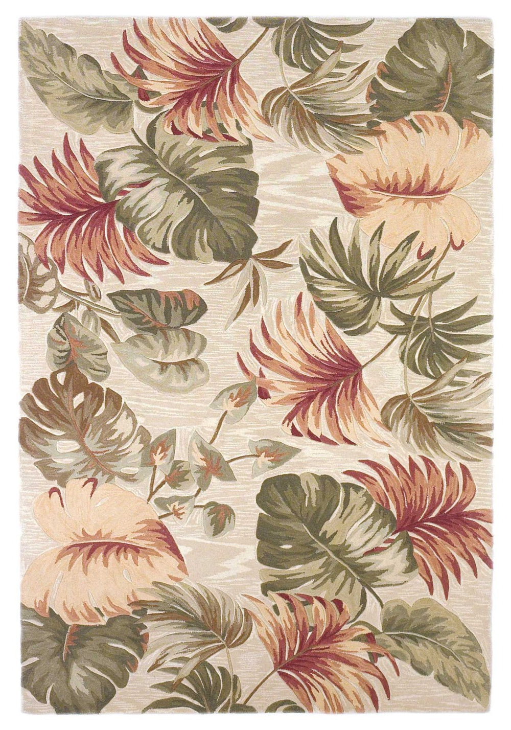 HomeRoots 9' Hand-Tufted Botanical Area Rug in Beige, Green, and Pink - Soft Wool Craftsmanship for Any Space 9' X 12' 350434