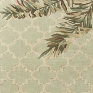 HomeRoots 9' Artisan-Crafted Wool Area Rug with Tropical Botanical Design in Serene Sage and Taupe Tones 9' X 12' 350436