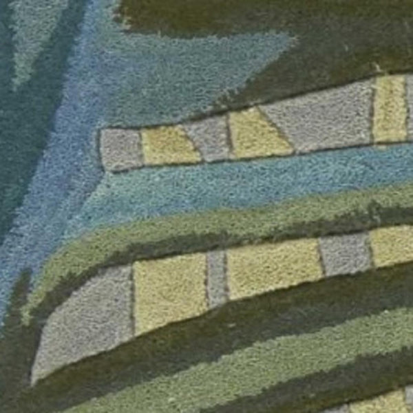 HomeRoots 9' Gray and Blue Botanical Wool Area Rug - Hand-Tufted Tropical Design for Comfort and Style 9' X 12' 350438