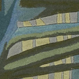HomeRoots 9' Gray and Blue Botanical Wool Area Rug - Hand-Tufted Tropical Design for Comfort and Style 9' X 12' 350438