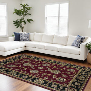 Homeroots 9' X 13' Red And Black Area Rug  Polypropylene 350450