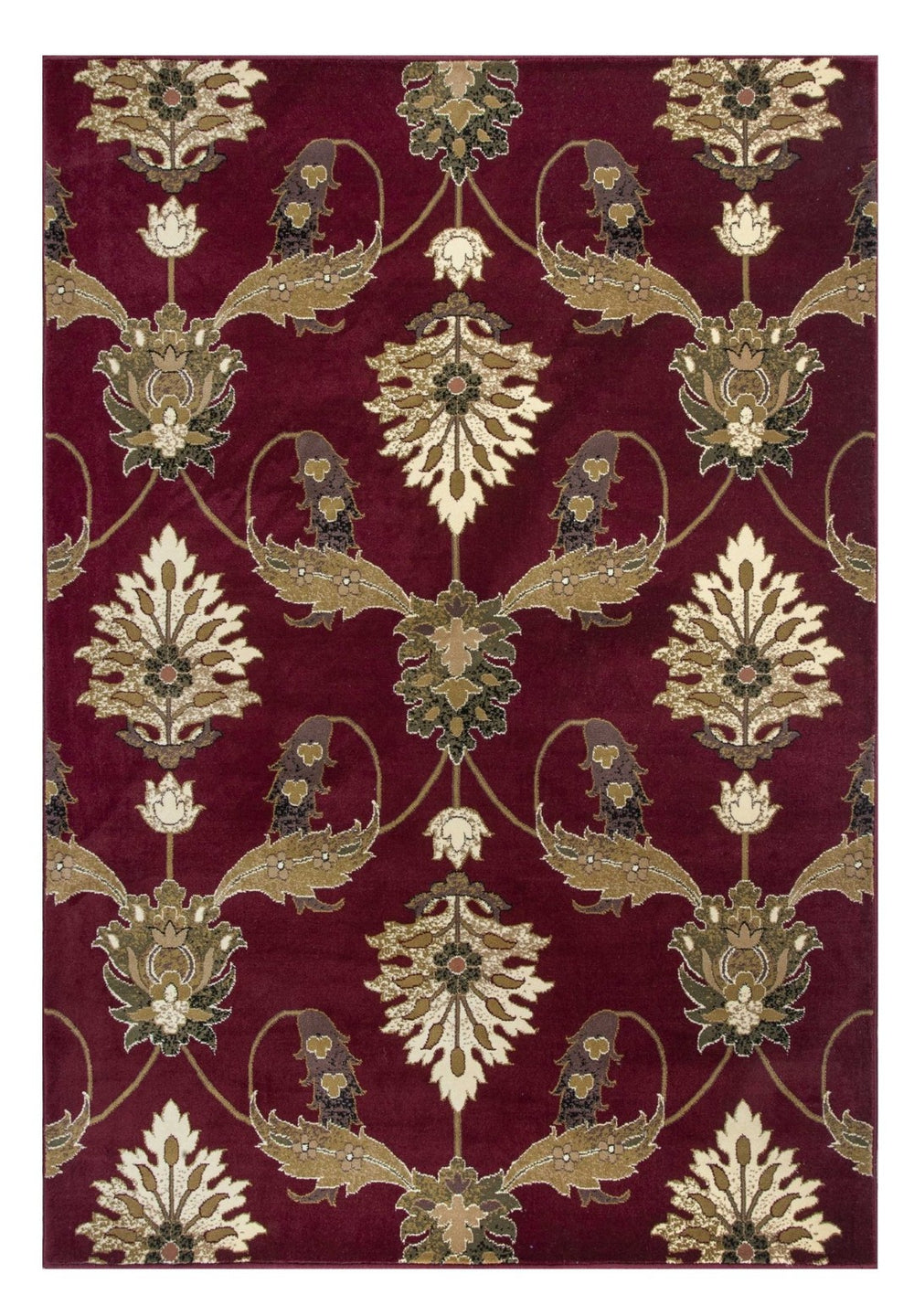 HomeRoots 9' Traditional Floral Vines Area Rug in Rich Red, Beige, and Brown - Timeless Elegance for Your Home 9' X 13' 350456