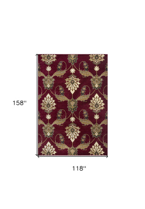 Homeroots 9' X 13' Red Area Rug  Polypropylene 350456