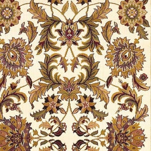 HomeRoots 9' Timeless Floral Medallion Area Rug in Ivory, Red, and Orange - Durable, Stylish, and Easy-Care Design 10" x 13" 350459