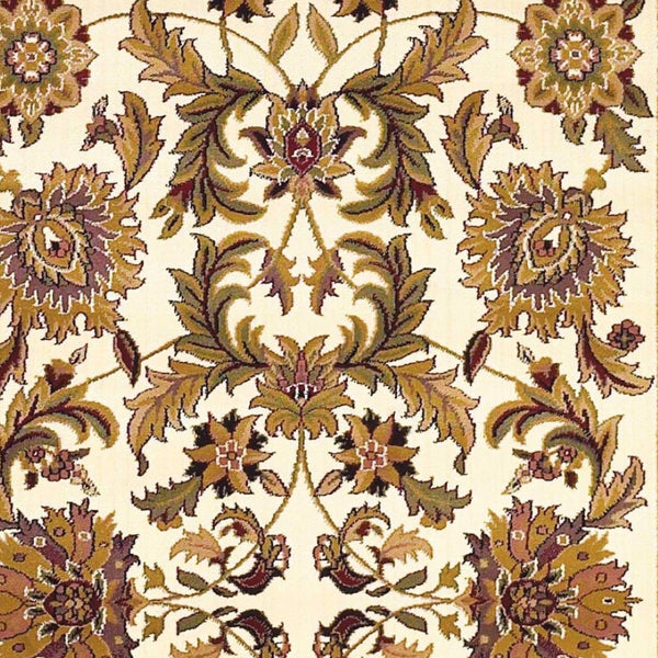 HomeRoots 9' Timeless Floral Medallion Area Rug in Ivory, Red, and Orange - Durable, Stylish, and Easy-Care Design 10" x 13" 350459