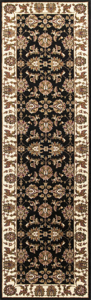 Homeroots 10' X 13' Black Ivory Machine Woven Floral Traditional Indoor Area Rug  Polypropylene 350464